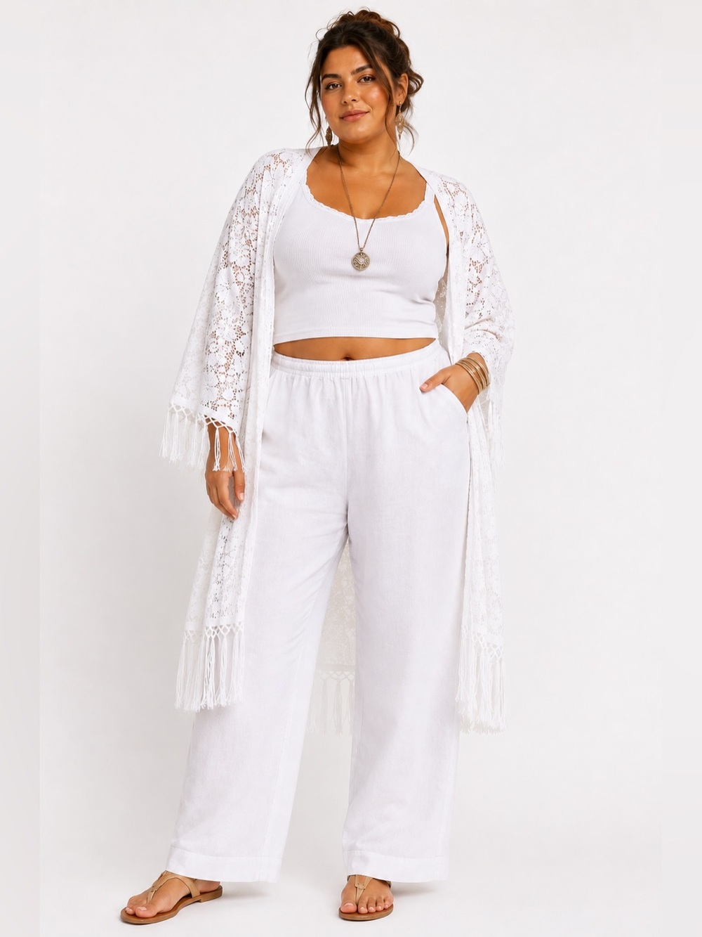 Y2K Vintage Koret Minimalist High-Waisted White Pants - Size 14